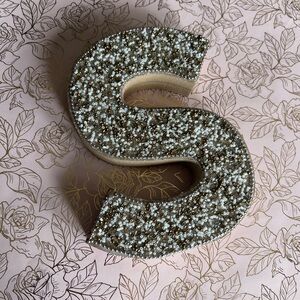 Wooden beaded letter S - home office decor